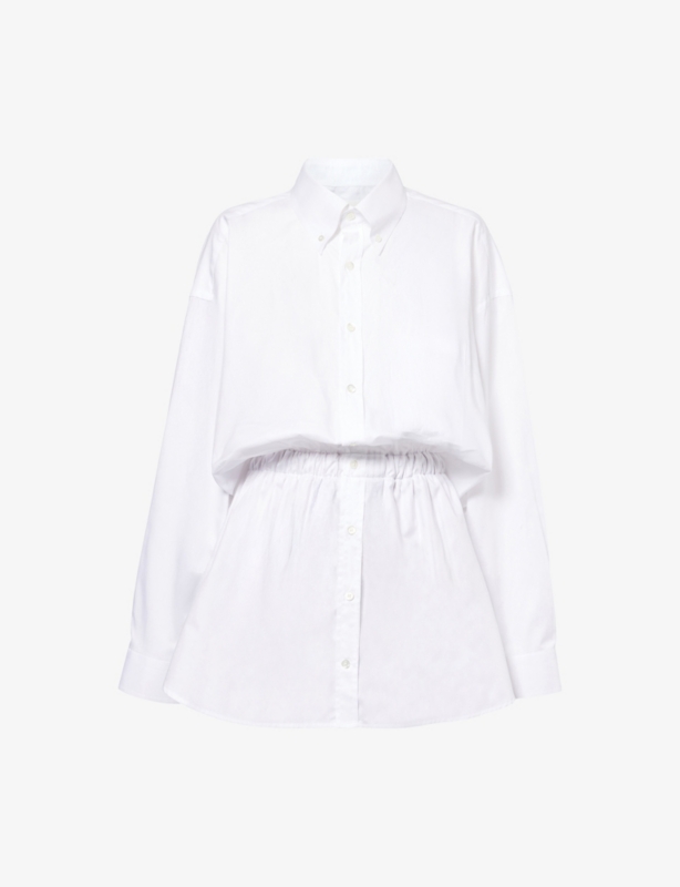 Contrast-Striped Long-Sleeves Cotton-Poplin Jumpsuit