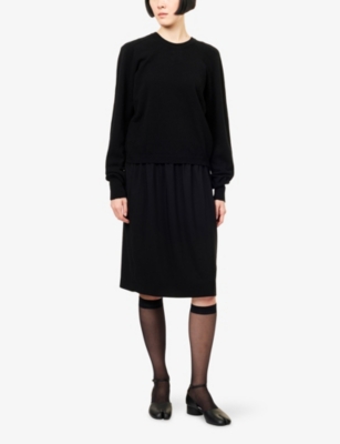 Maison Margiela Womens Black Round-neck Regular-fit Wool Jumper In Black