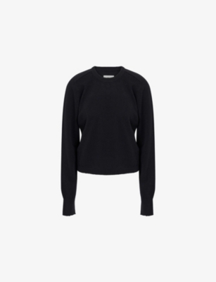 Maison Margiela Womens Black Round-neck Regular-fit Wool Jumper In Black