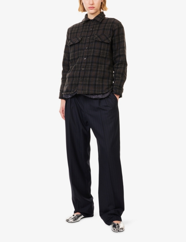 Striped Straight-Leg Wool Trousers