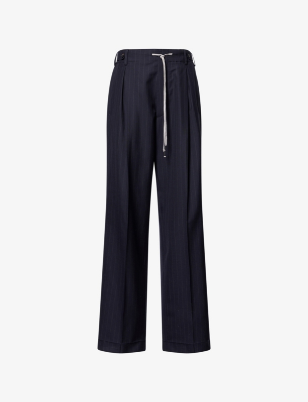Striped Straight-Leg Wool Trousers