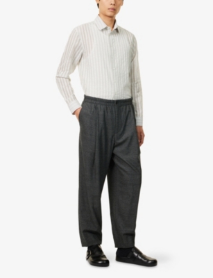 Giorgio Armani Single-pleat Trousers In Denim-effect Virgin-wool