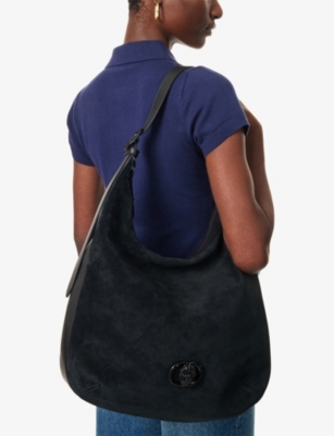 Kurt Geiger Womens Black Chelsea Large Suede Hobo Bag