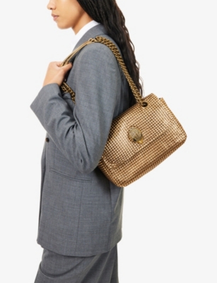 Kurt Geiger Womens Bronze Kensigton Chainmail Leather Shoulder Bag In Brown