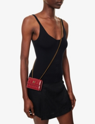 Kurt Geiger Womens Red Micro Kensington Faux-leather Shoulder Bag