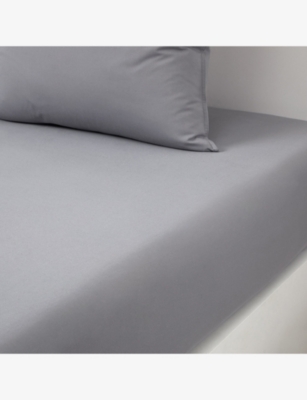 Hugo Boss Storm Be Boss Single Cotton Fitted Sheet In Gray