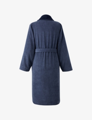 Hugo Boss Steel Double B Cotton Robe Xl In Blue