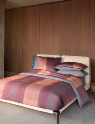 Hugo Boss Multicoloured Finn Double Cotton Duvet Cov In Brown