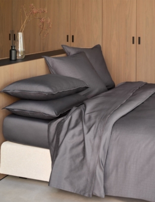 Hugo Boss Carbon Lattice Square Cotton Pillowcase In Black