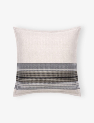 Hugo Boss Multicoloured Modernist Stripe-print Square Cotton Pillowcase In Neutral