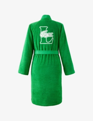 Lacoste Calathe L Attitude Cotton Bathrobe In Green
