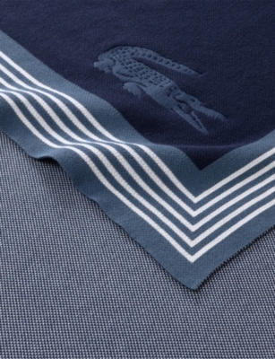 Lacoste Marine L Frame Cotton Throw In Blue