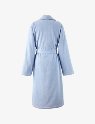Ralph Lauren Denim Bear Logo-embroidered Cotton Bathrobe Office Blue In Blue