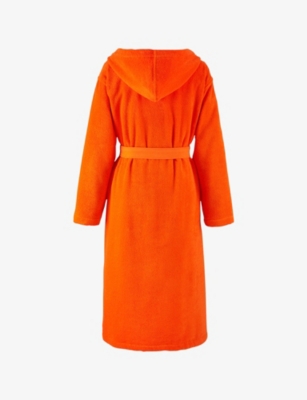 Ralph Lauren Sailing Polo Player Logo-embroidered Hooded Cotton Bathrobe In Orange