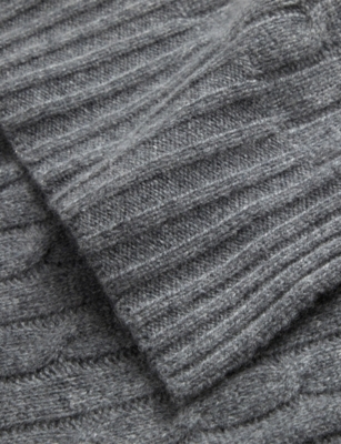 Ralph Lauren Cable Cashmere Throw Modern Charcoal In Gray
