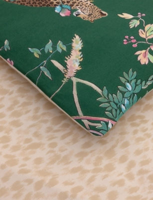 Yves Delorme Multicoloured Contes Floral-print Cotton-sateen Duvet Cover In Green