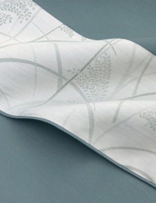 Yves Delorme Graminée Foliage-jacquard Cotton-sateen Flat Sheet Multicoloured In Blue