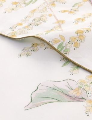 Yves Delorme Multicoloured Pollen Abstract-print Cotton-batiste Fitted Sheet In Multi