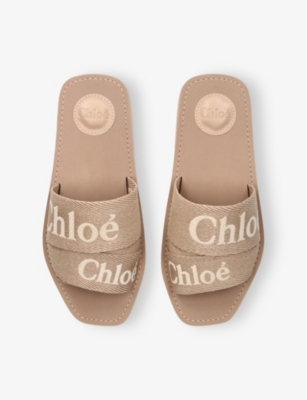 Chloé Womens Pink Woody Canvas Sandals Eur 42/ 9 Uk In Pink
