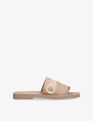 Chloé Womens Pink Woody Canvas Sandals Eur 42/ 9 Uk In Pink