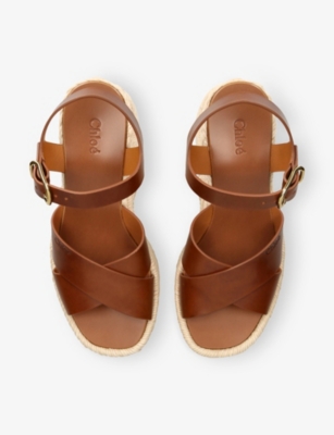 CHLOE: Isla 85 Leather Espadrille Wedges