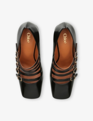 Chloé Womens Black Janis 80 Block-heel Leather Pumps Eur 39.5 / 6.5 Uk In Black