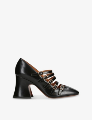 Chloé Womens Black Janis 80 Block-heel Leather Pumps Eur 39.5 / 6.5 Uk In Black