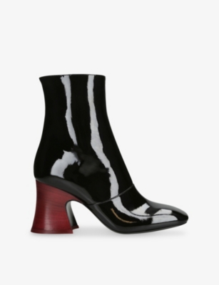 Chloé Womens Black Janis Patent-leather Heeled Ankle Boots Eur 40 / 7 Uk