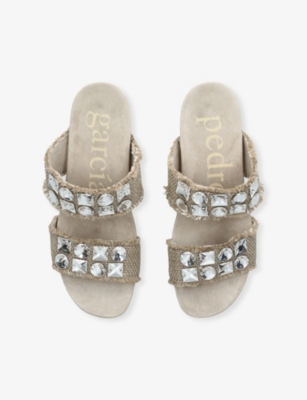 PEDRO GARCIA: Wendy Double-Band Wedge-Heel Woven Sandals