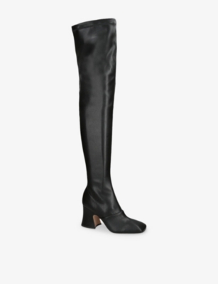 Chloé Womens Black Janis 80 Over-the-knee Leather Boots Eur 40 / 7 Uk In Black