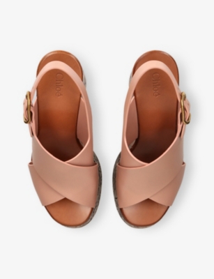 Chloé Chloe Maxime Leather Platform Wedge Sandals In Pink