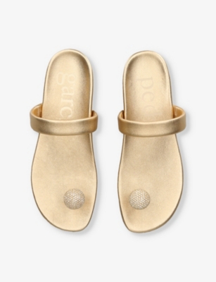 PEDRO GARCIA: Bria Crystal Pavé Thong Leather Sandals