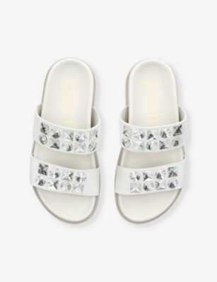 PEDRO GARCIA: Dilys Crystal Double-Band Suede Sandals