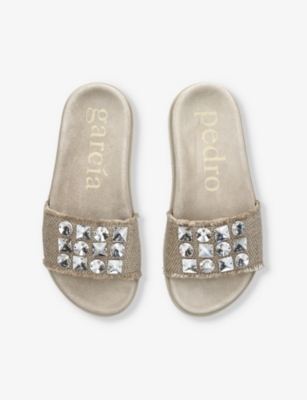 PEDRO GARCIA: Dolomita Linen Slide Sandals