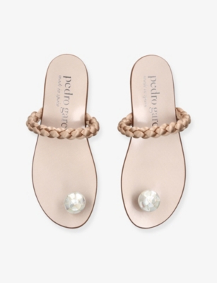 PEDRO GARCIA: Pipa Mother-of-Pearl Trim Satin Sandals