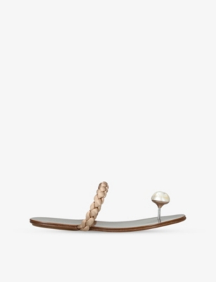 PEDRO GARCIA: Pipa Mother-of-Pearl Trim Satin Sandals