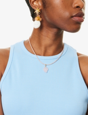 Brinker & Eliza Womens Nixie Gold-plated Brass, Rose Quartz And Freshwater Pearl Necklace