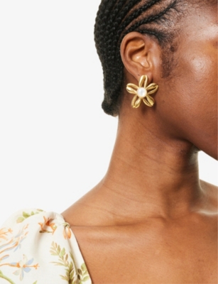 Brinker & Eliza Womens Aloha 24ct Antique Yellow-gold Plated Metal Earrings