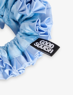 Good Squish Womens Blue Silk Badlands Pleated Silk Scrunchie In Blue