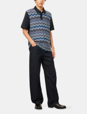 MISSONI: Chevron Knitted-Panel Cotton-Jersey Polo Shirt