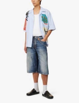 Marni Camicia In Popeline Ricamato  Uomo In Blue