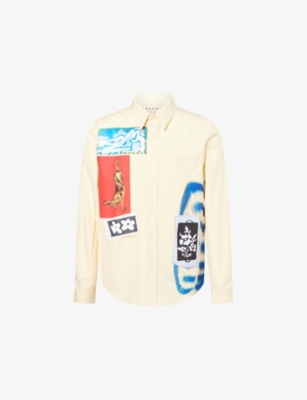 MARNI: Patches Relaxed-Fit Cotton Shirt
