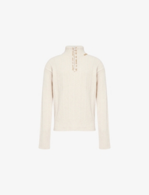 Marni Mens Soft Beige Mended Turtleneck Wool And Cashmere Jumper In Neutral