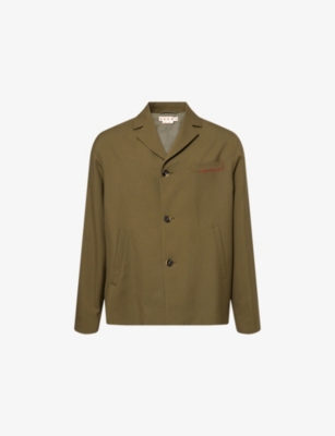 Marni Mens Deep Sage Notched-collar Single-breasted Wool Blazer In Green