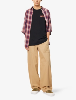 Marni Mens Black Embroidered Logo-patch Crewneck Cotton-jersey T-shirt
