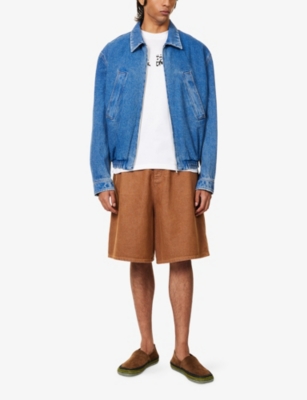 MARNI: Logo-Embroidered Denim Blouson Jacket