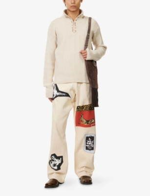 MARNI: Mixed Media Drawtstring Denim Trousers