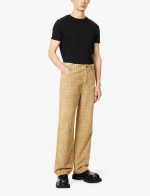 BURBERRY: Checked Corduroy Cotton Trousers
