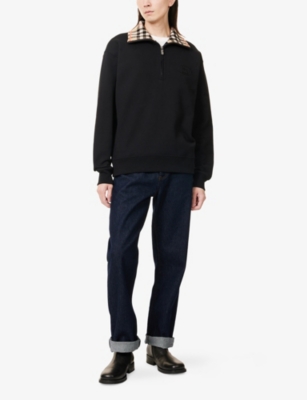 BURBERRY: Logo-Embroidered Funnel-Neck Cotton Sweatshirt