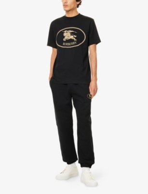 Burberry Mens Brand-print Crewneck Cotton-jersey T-shirt Black Xl